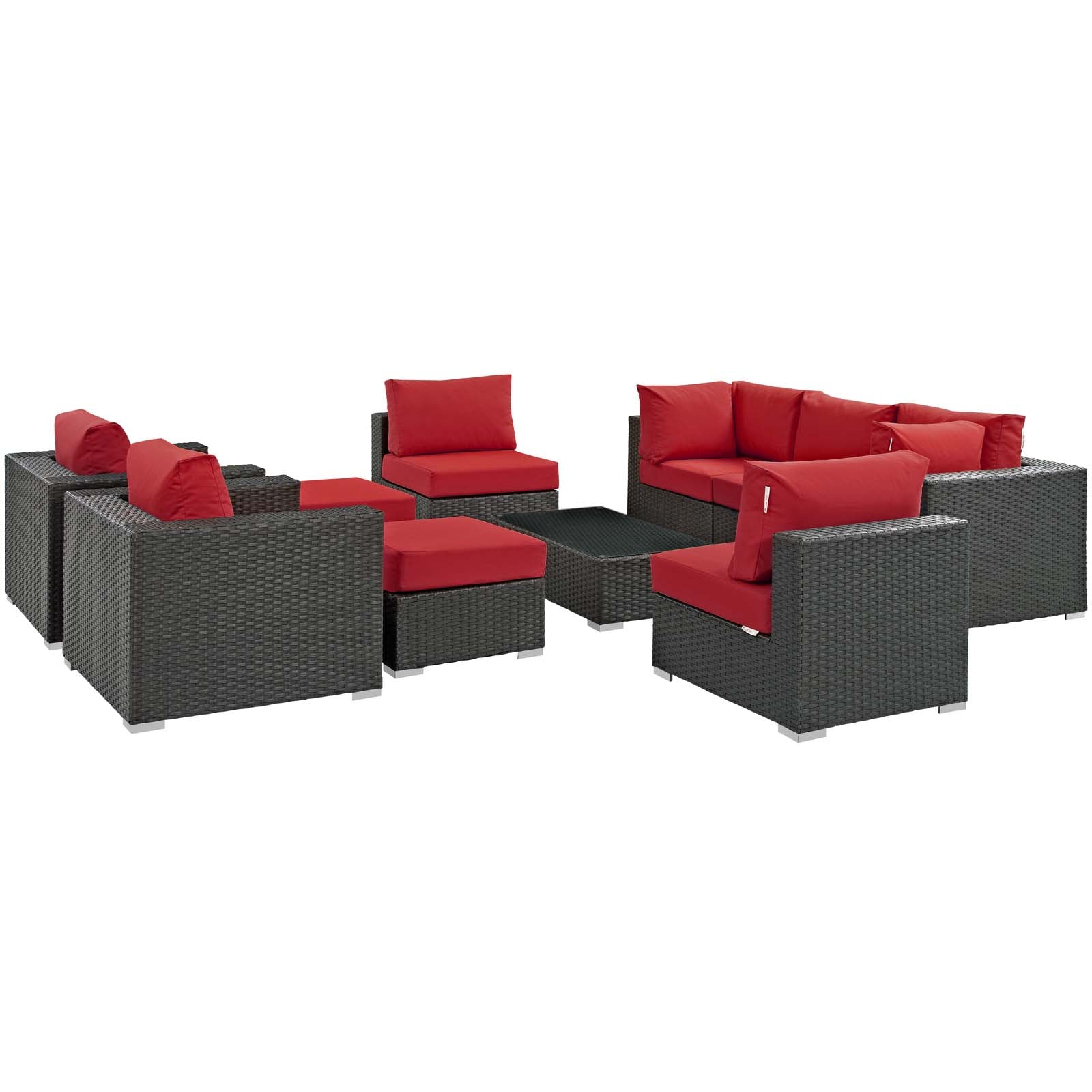 Sojourn 10 Piece Outdoor Patio Sunbrella® Sectional Set