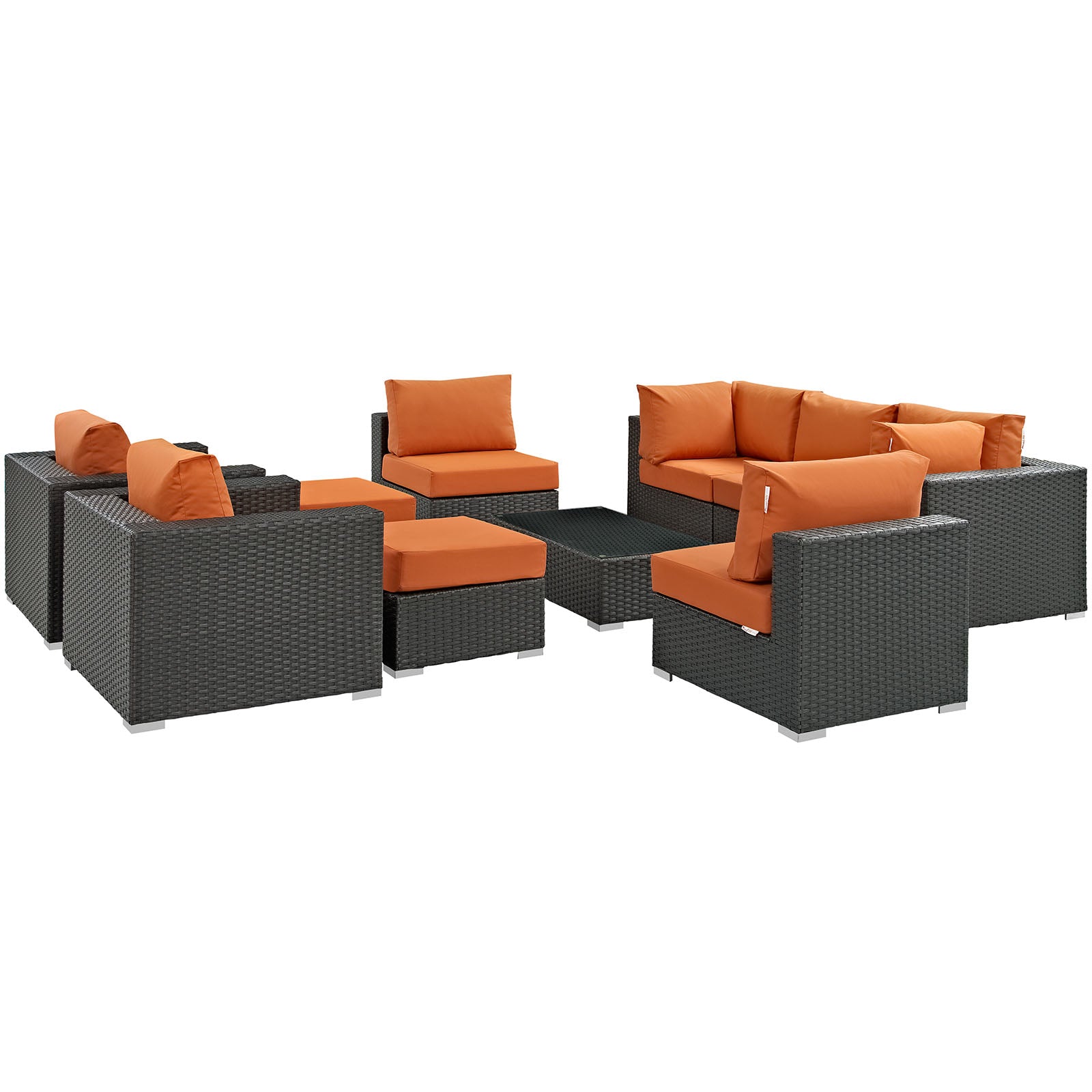 Sojourn 10 Piece Outdoor Patio Sunbrella® Sectional Set