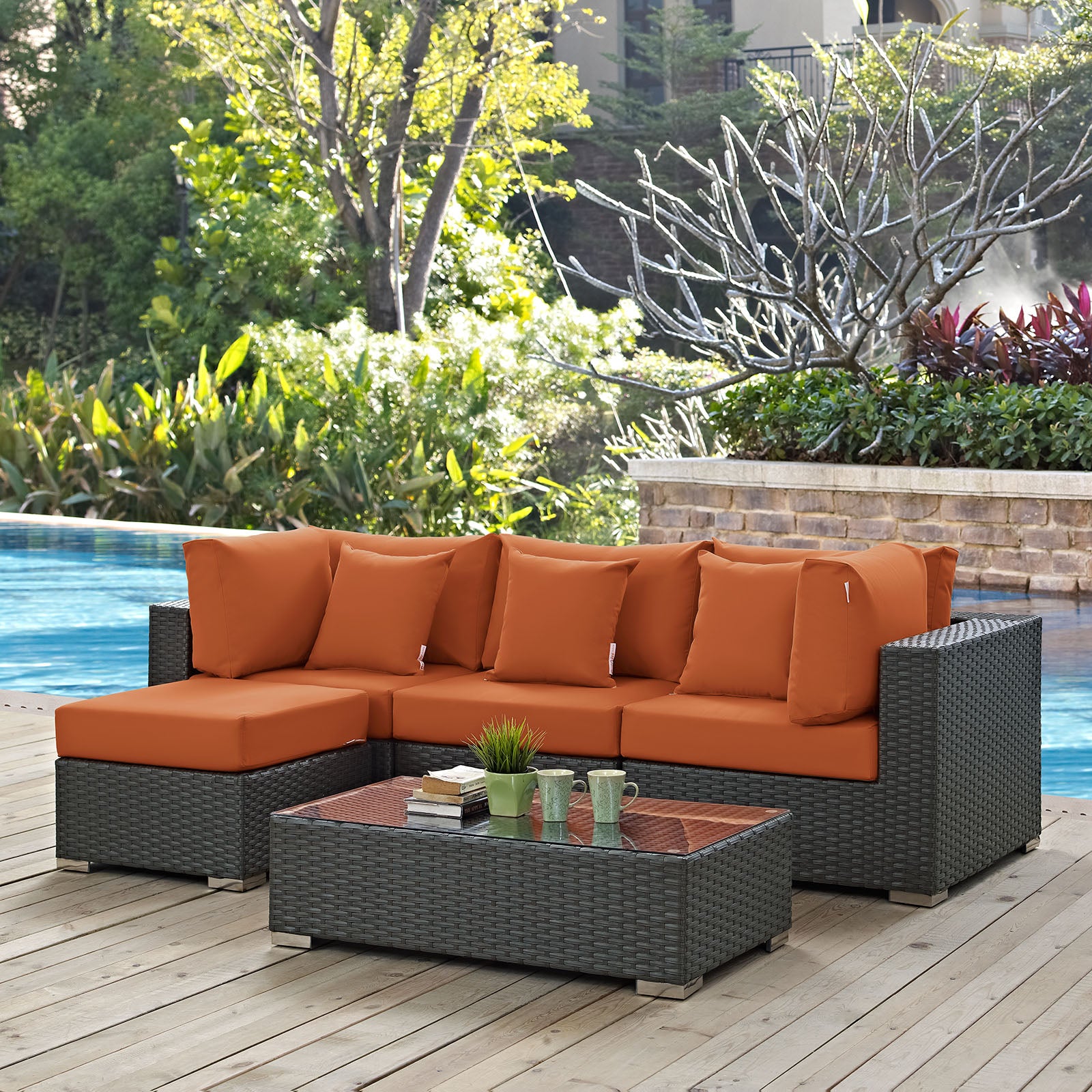 Sojourn 5 Piece Outdoor Patio Sunbrella® Sectional Set