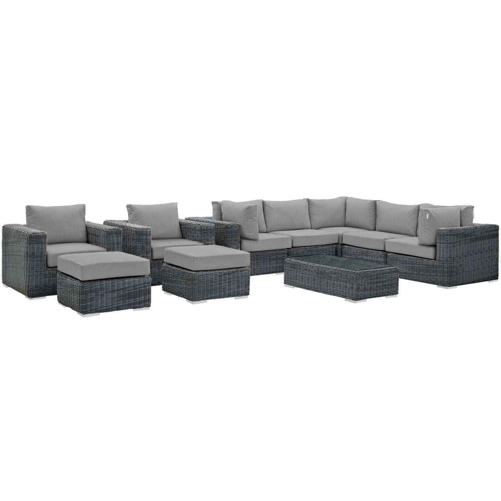 Summon 10 Piece Outdoor Patio Sunbrella® Sectional Set