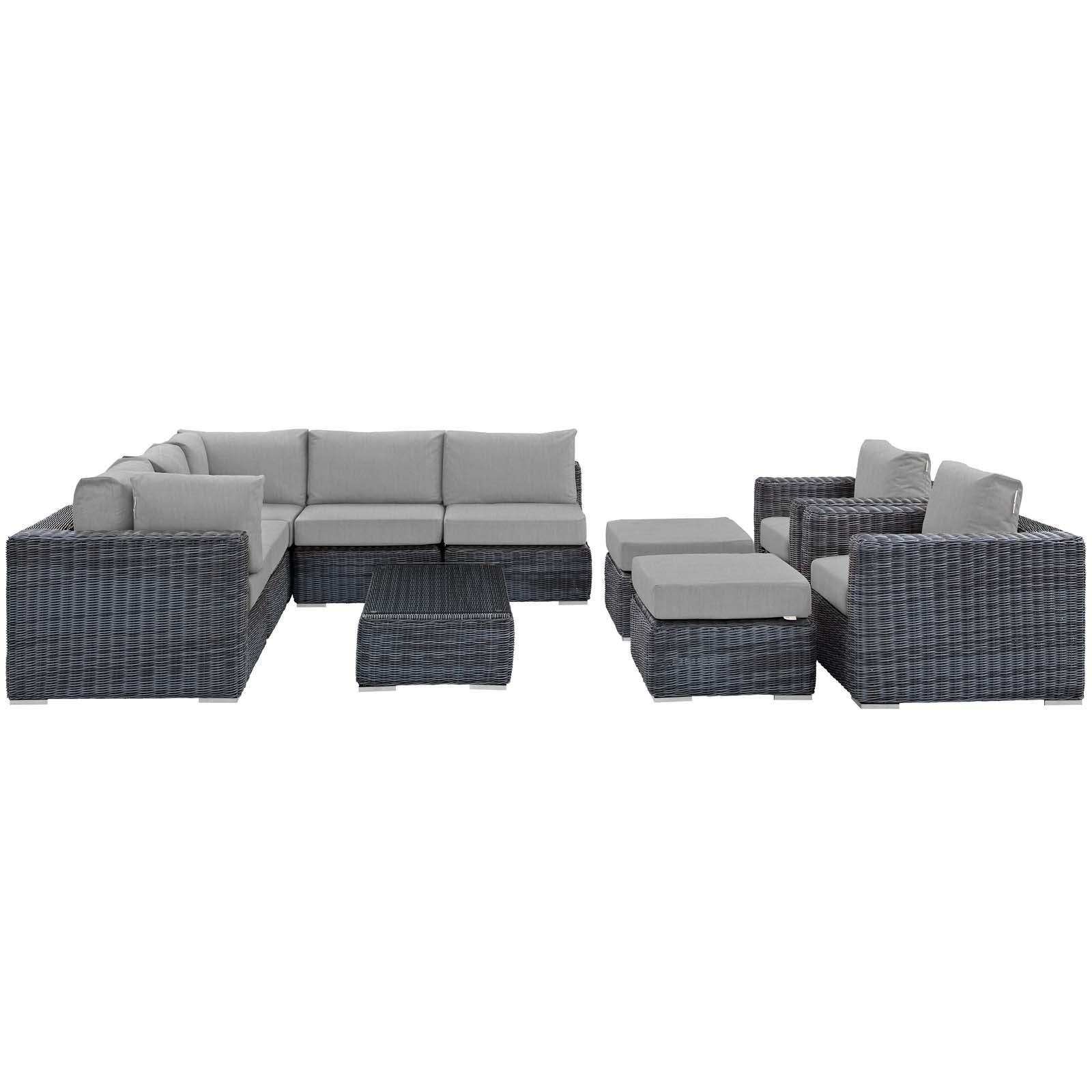 Summon 10 Piece Outdoor Patio Sunbrella® Sectional Set