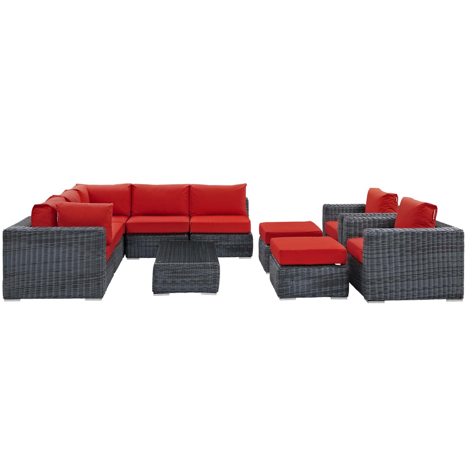 Summon 10 Piece Outdoor Patio Sunbrella® Sectional Set