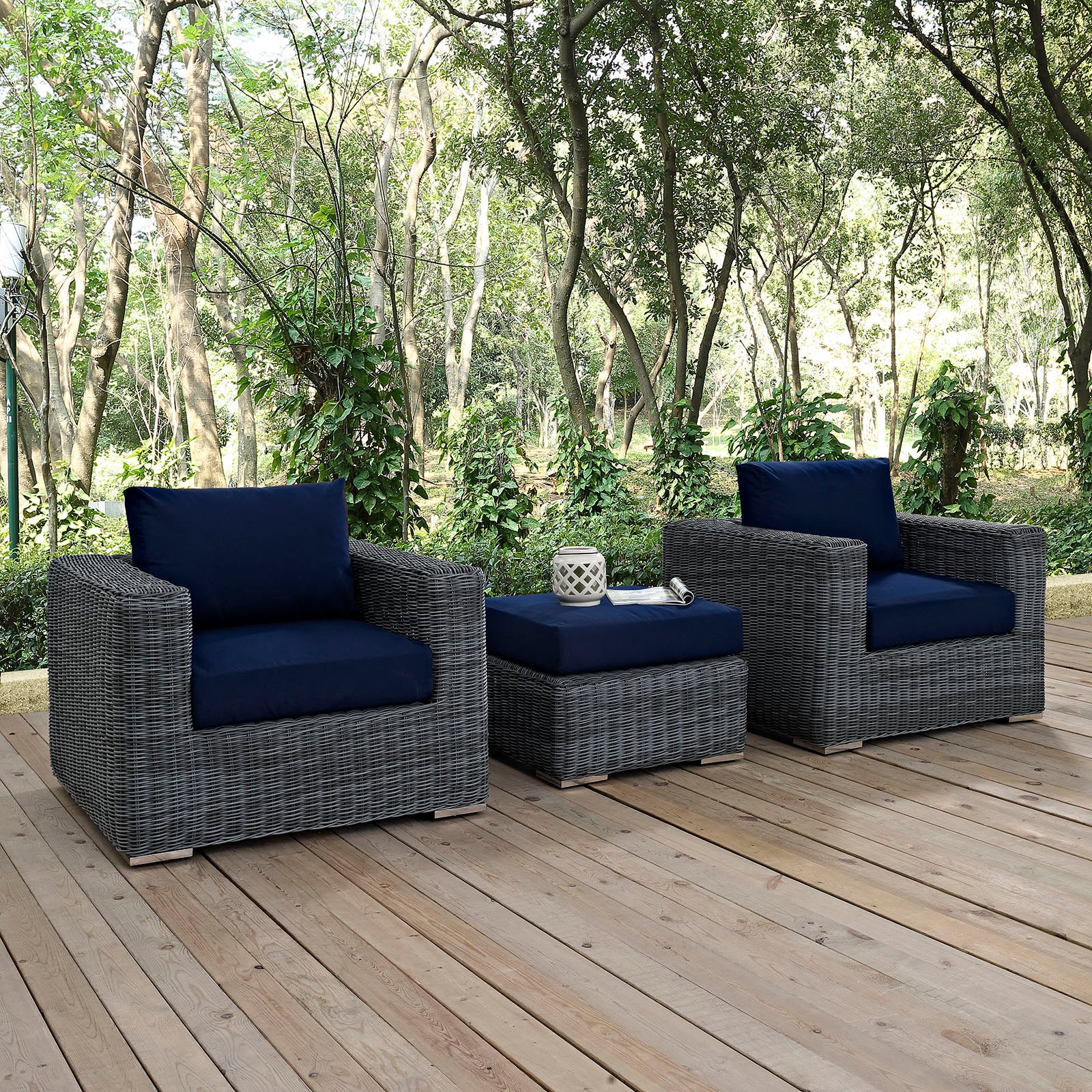 Summon 3 Piece Outdoor Patio Sunbrella® Sectional Set