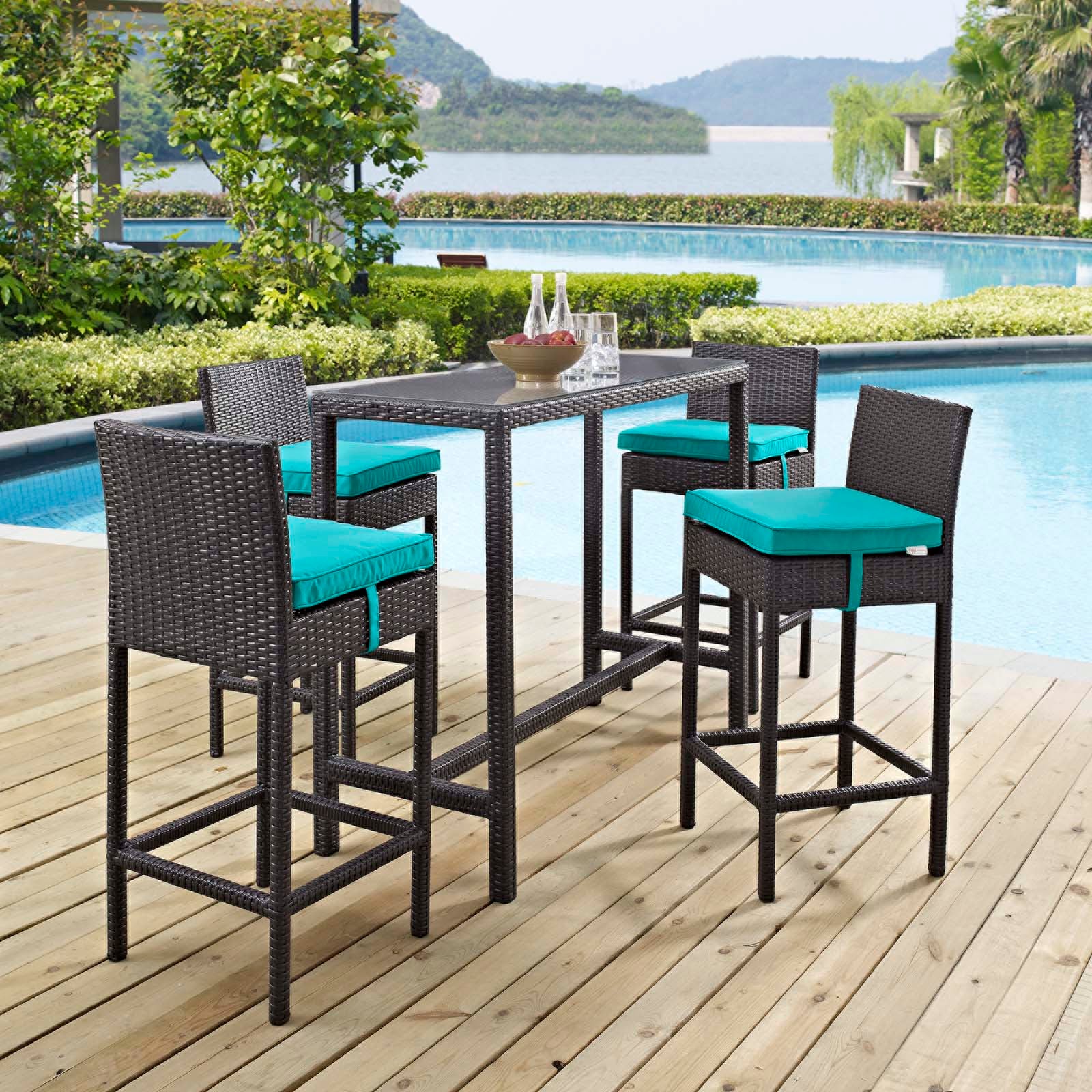 Convene 5 Piece Outdoor Patio Pub Set