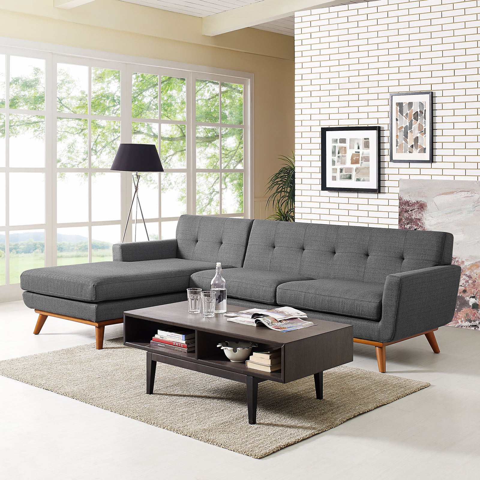 Engage Left-Facing Upholstered Fabric Sectional Sofa