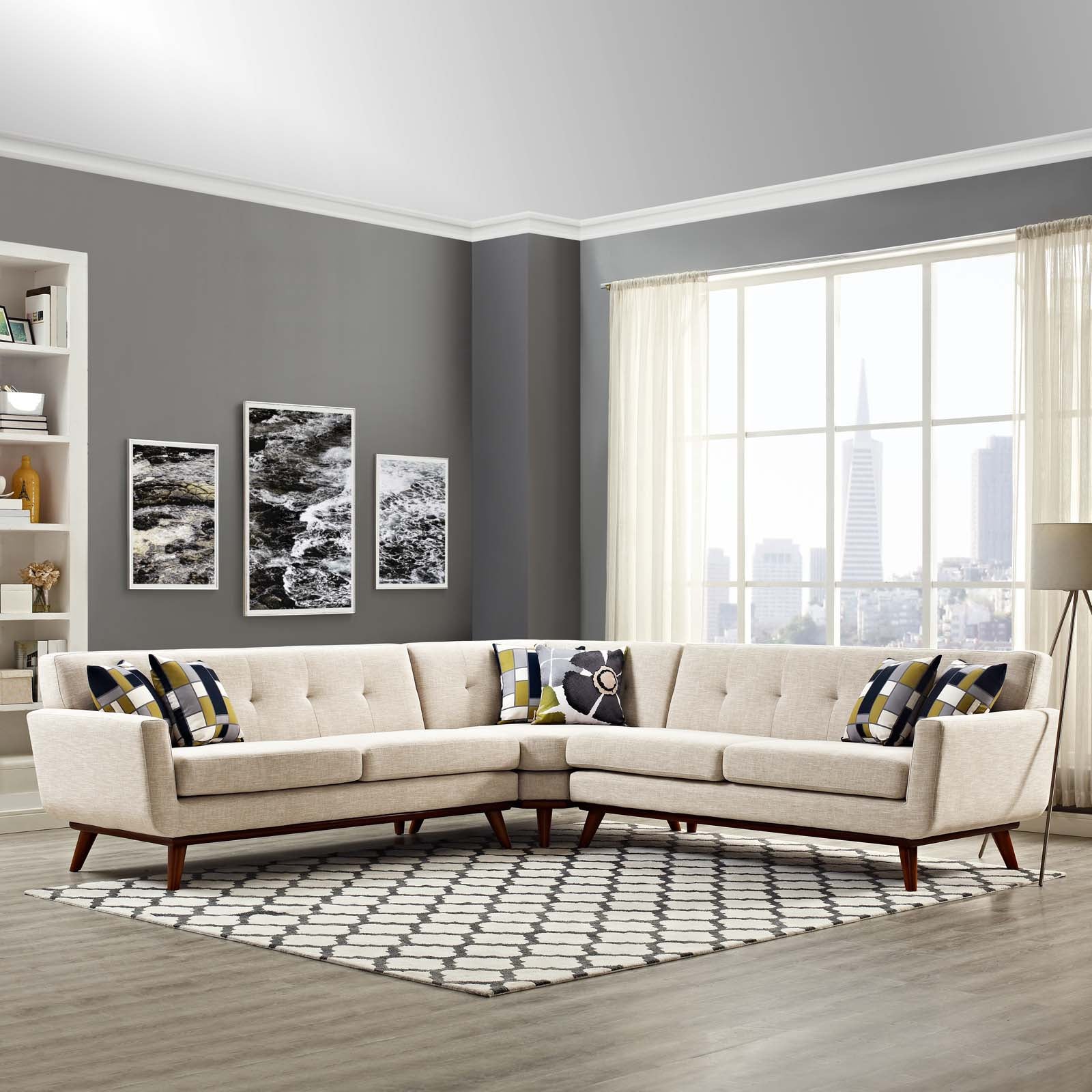 Engage L-Shaped Upholstered Fabric Sectional Sofa