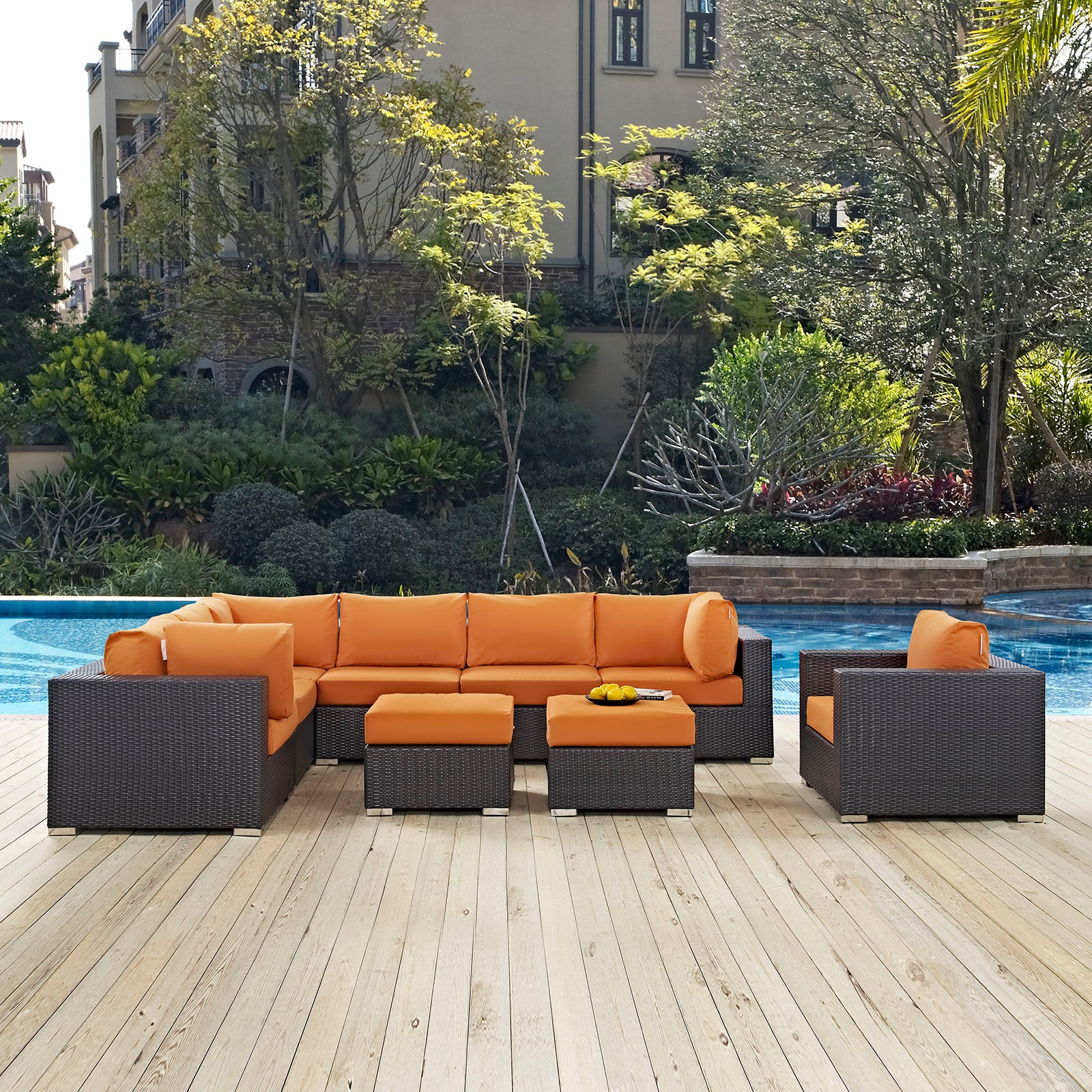 Convene 9 Piece Outdoor Patio Sectional Set