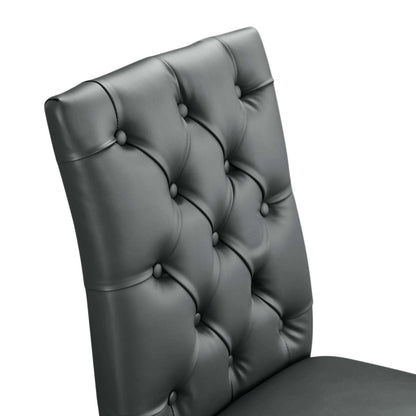 Duchess Button Tufted Vegan Gray Leather Dining Chair