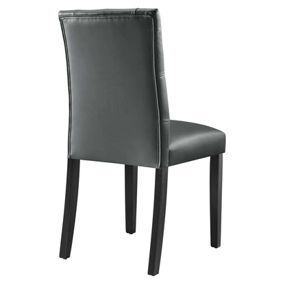 Duchess Button Tufted Vegan Gray Leather Dining Chair