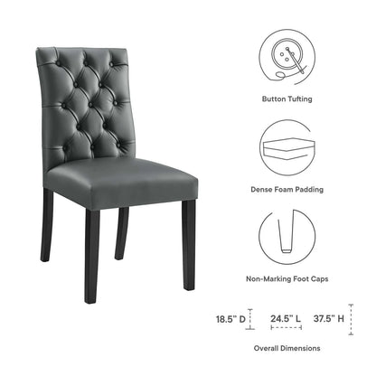 Duchess Button Tufted Vegan Gray Leather Dining Chair