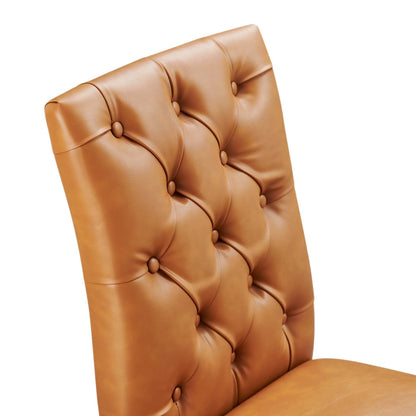 Duchess Button Tufted Vegan Tan Leather Dining Chair