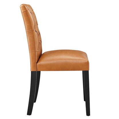 Duchess Button Tufted Vegan Tan Leather Dining Chair