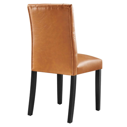 Duchess Button Tufted Vegan Tan Leather Dining Chair