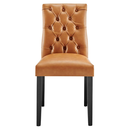 Duchess Button Tufted Vegan Tan Leather Dining Chair