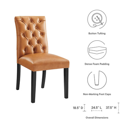 Duchess Button Tufted Vegan Tan Leather Dining Chair