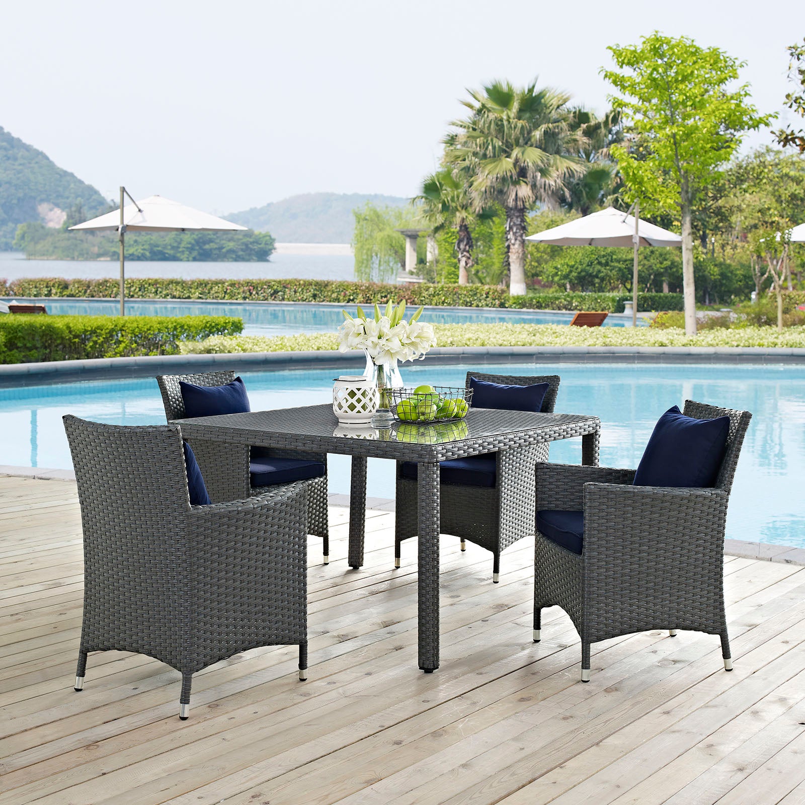 Sojourn 4 Piece Outdoor Patio Sunbrella® Dining Set