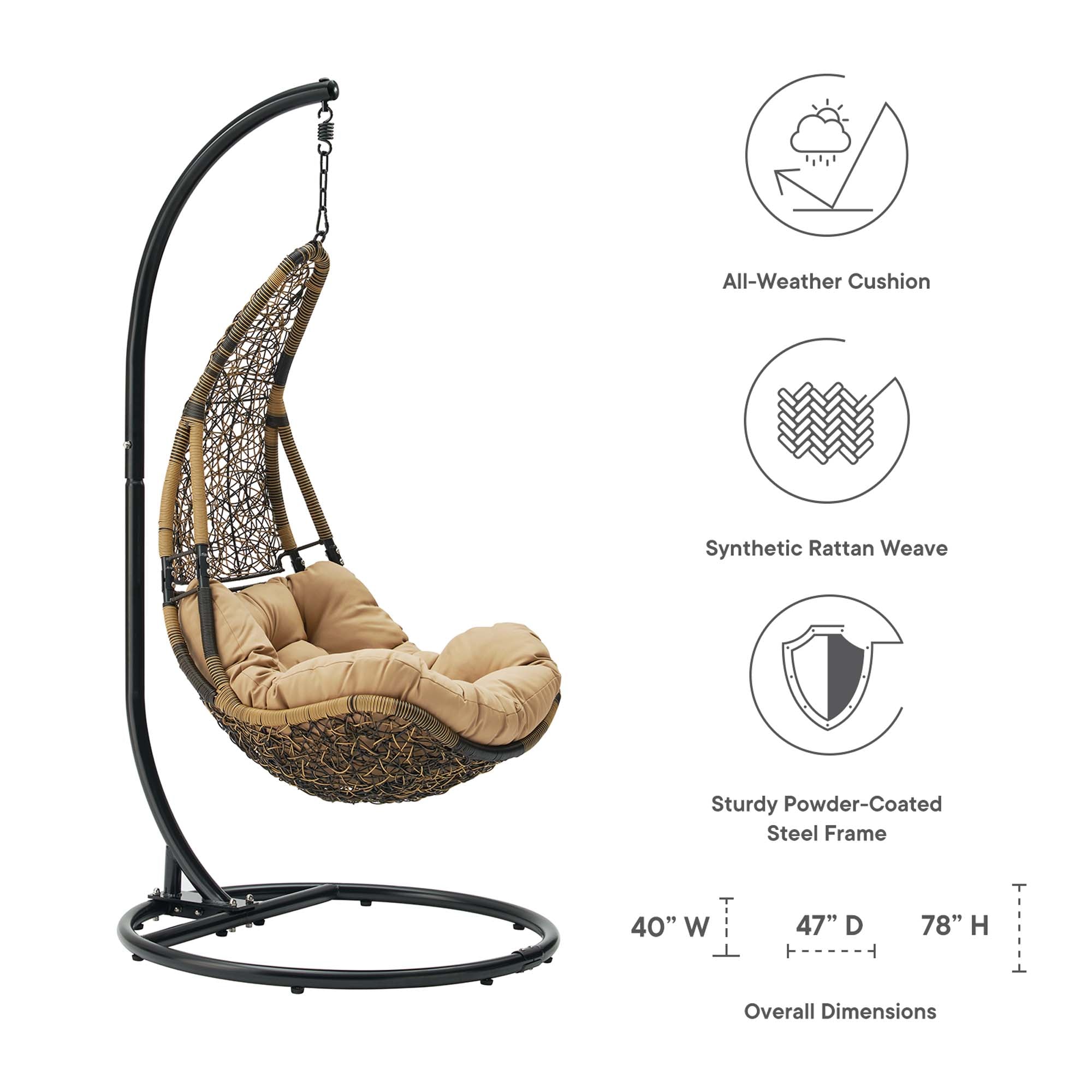 Abate Wicker Rattan Outdoor Patio Swing Chair