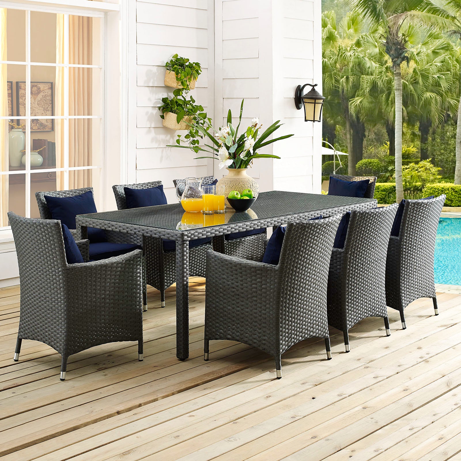 Sojourn 9 Piece Outdoor Patio Sunbrella® Dining Set