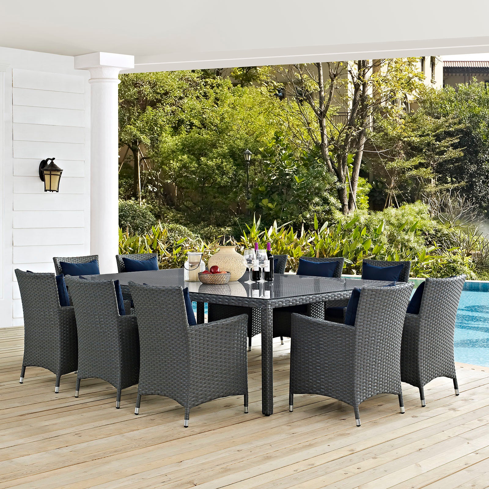 Sojourn 11 Piece Outdoor Patio Sunbrella® Dining Set