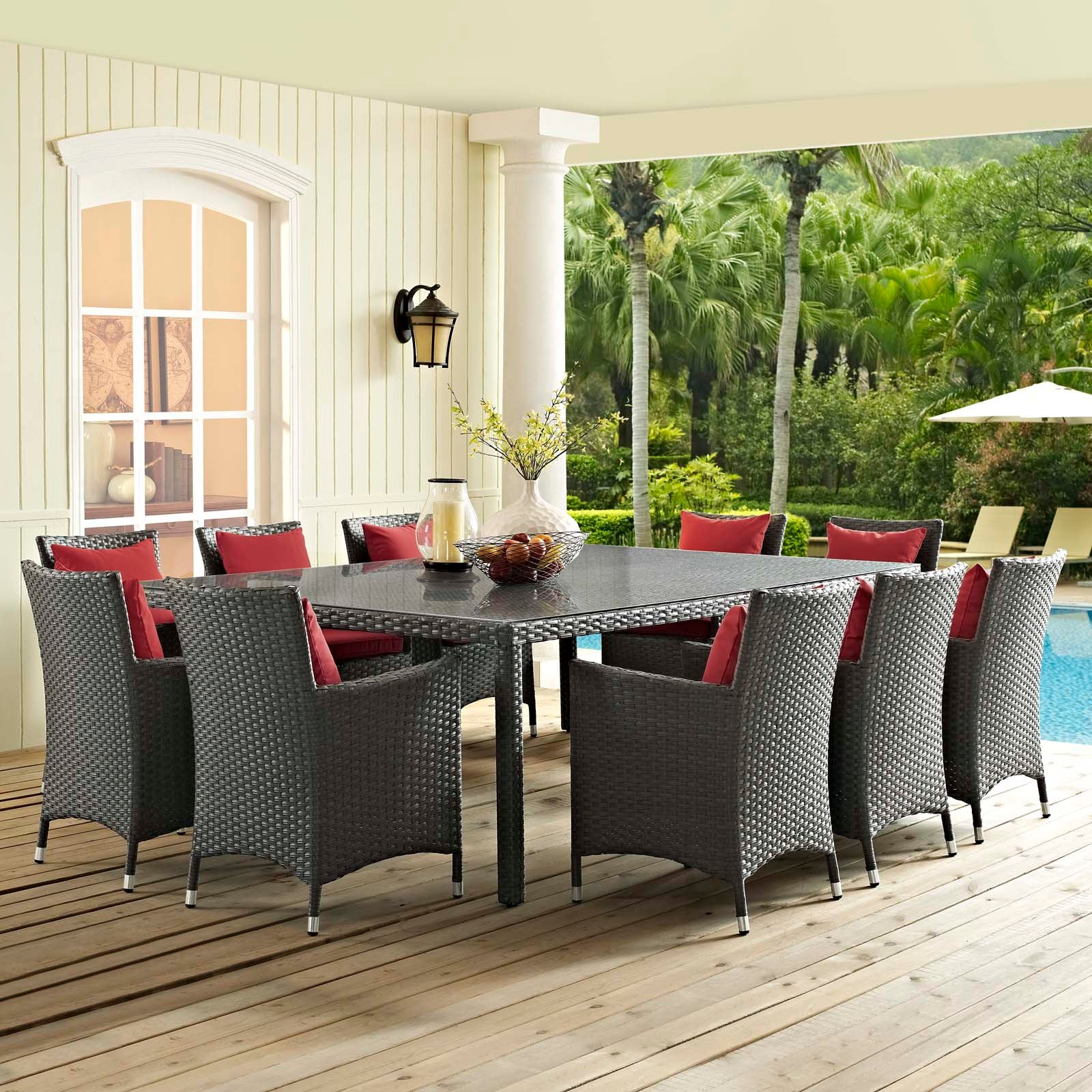 Sojourn 11 Piece Outdoor Patio Sunbrella® Dining Set