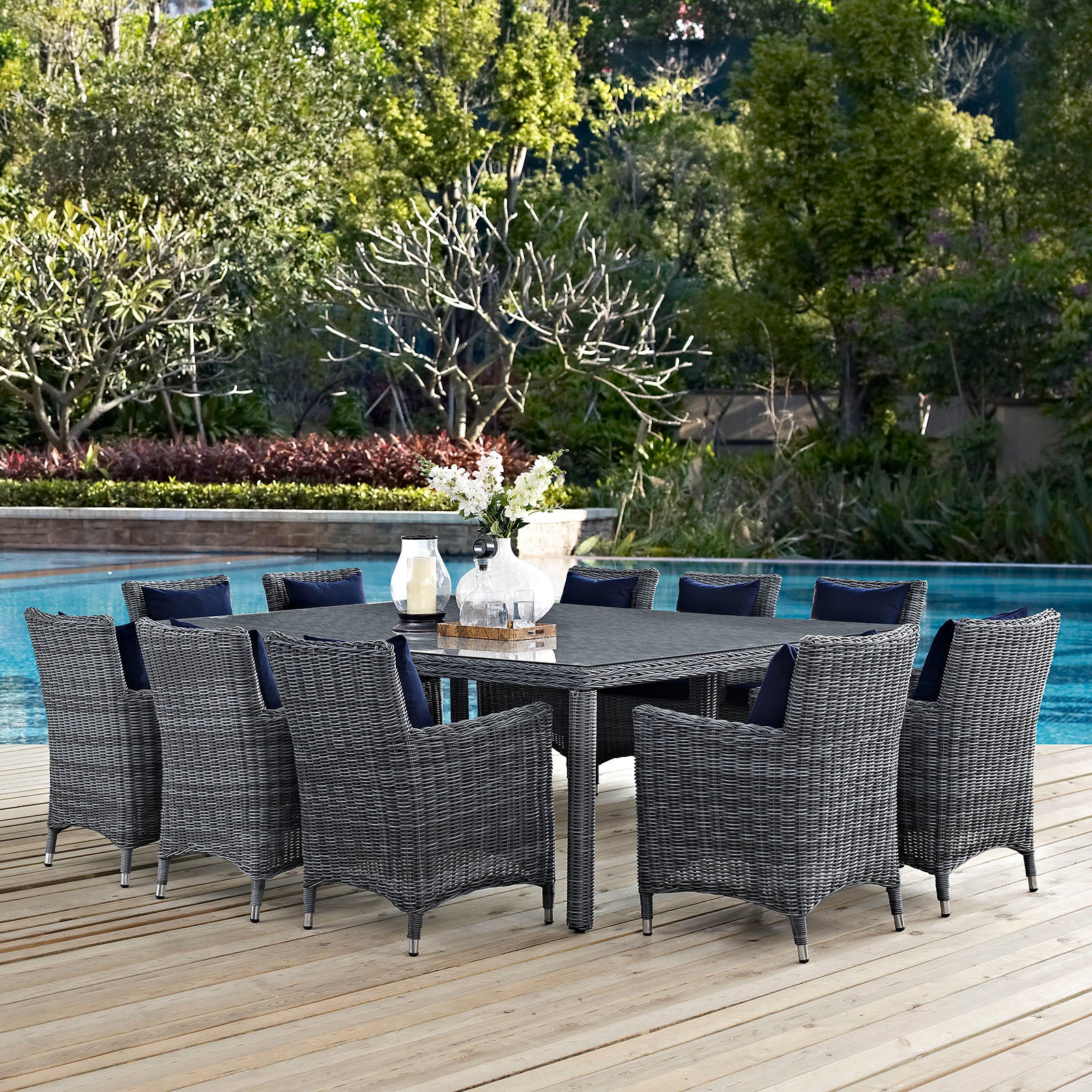 Summon 11 Piece Outdoor Patio Sunbrella® Dining Set