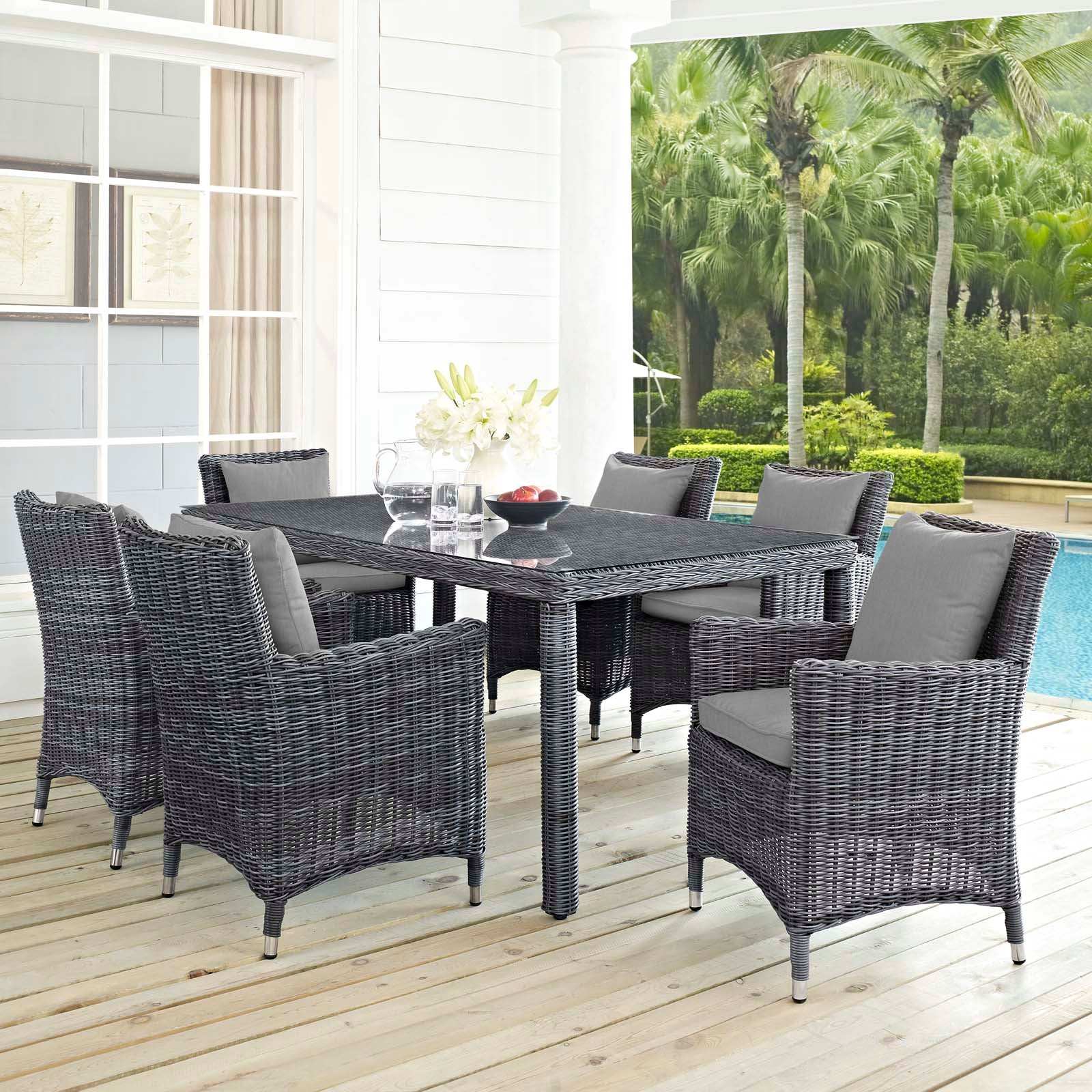 Summon 7 Piece Outdoor Patio Sunbrella® Dining Set