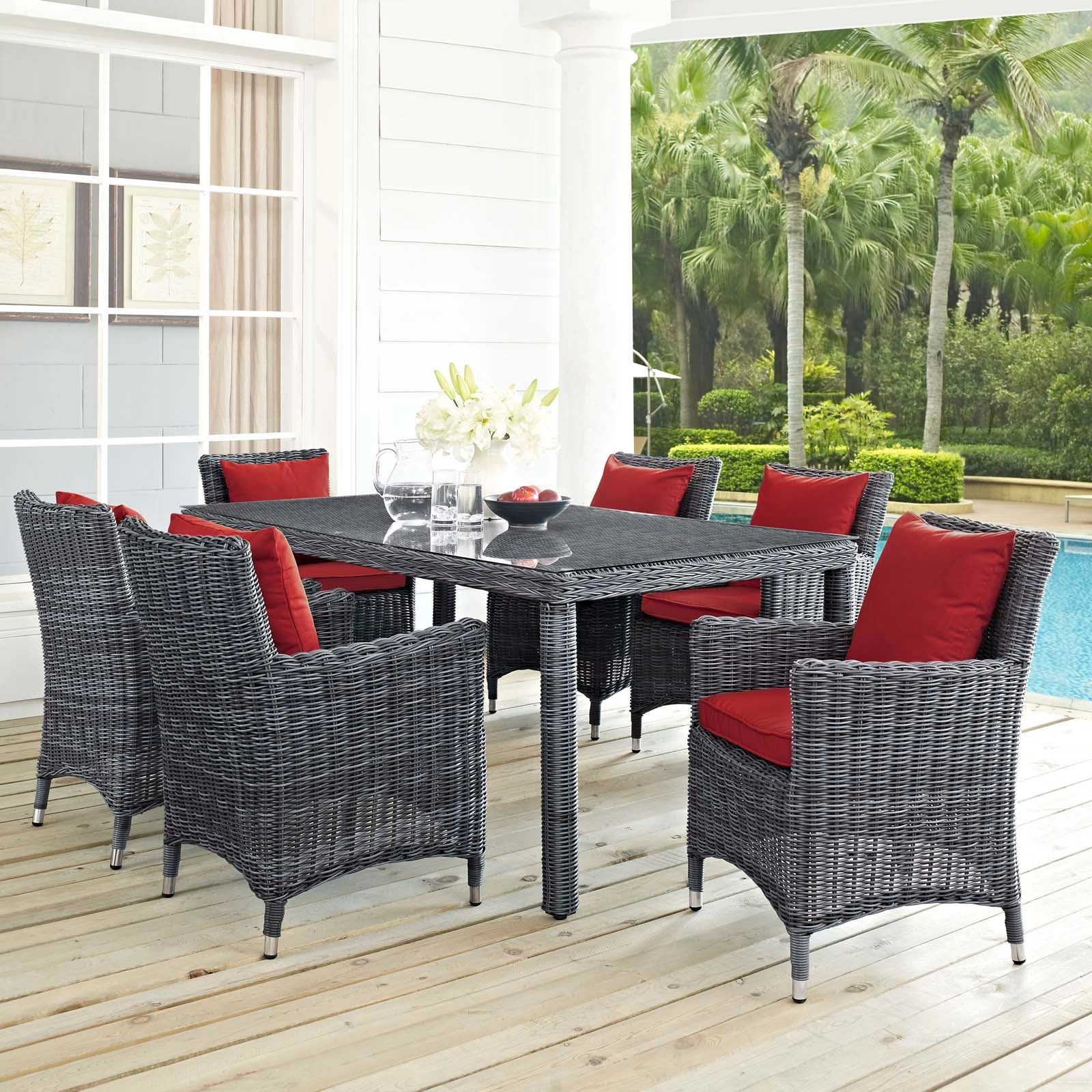 Summon 7 Piece Outdoor Patio Sunbrella® Dining Set