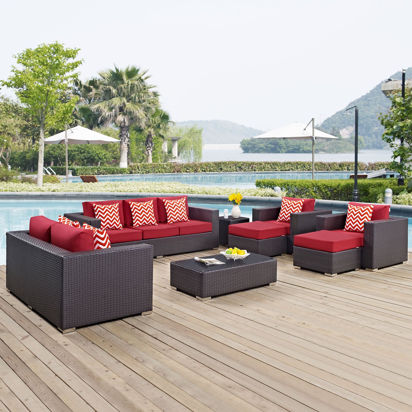 Convene 9 Piece Outdoor Patio Sofa Set