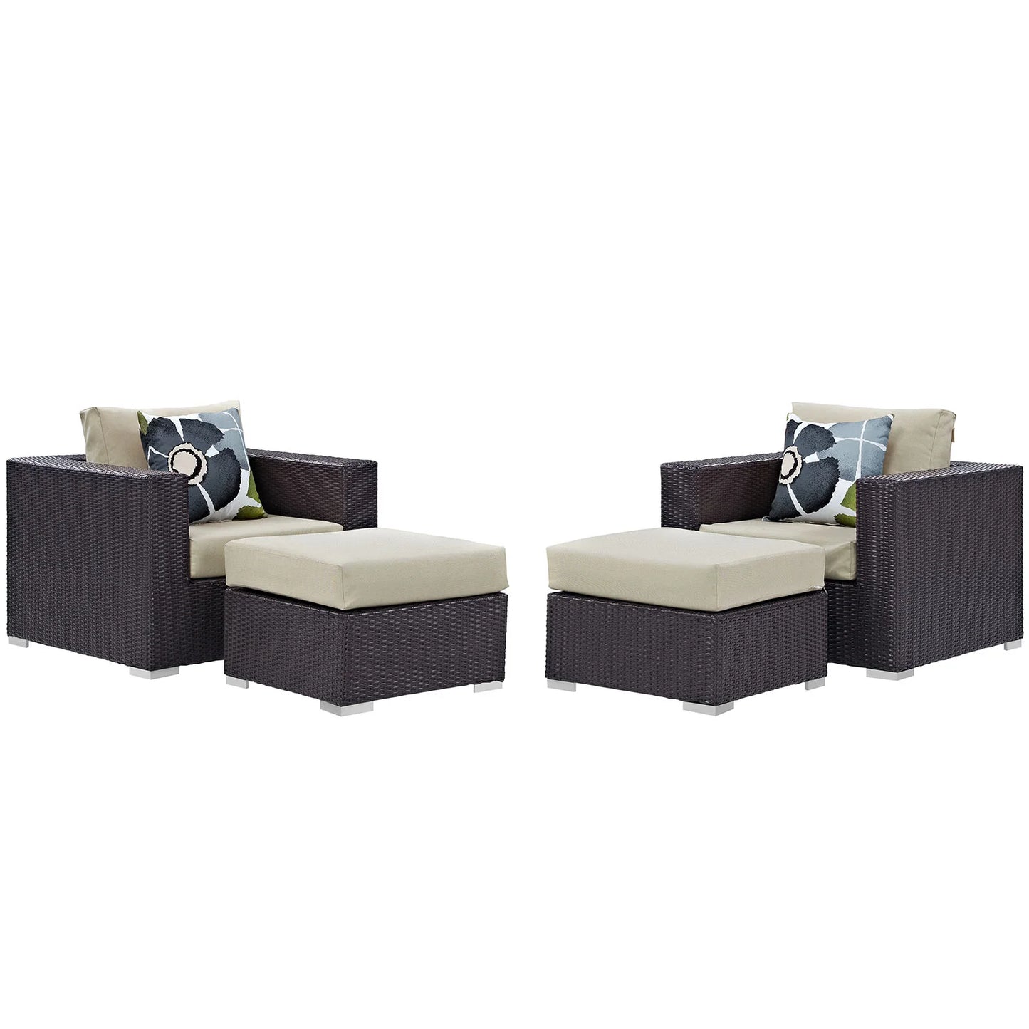 Convene 4 Piece Outdoor Patio Sectional Set Espresso Beige