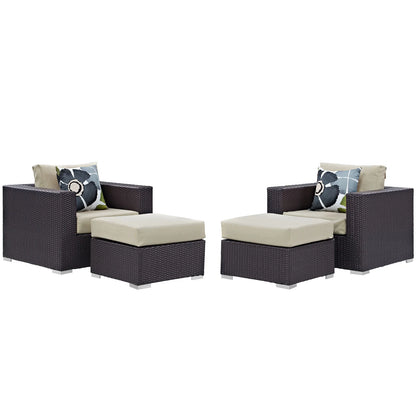 Convene 4 Piece Outdoor Patio Sectional Set Espresso Beige