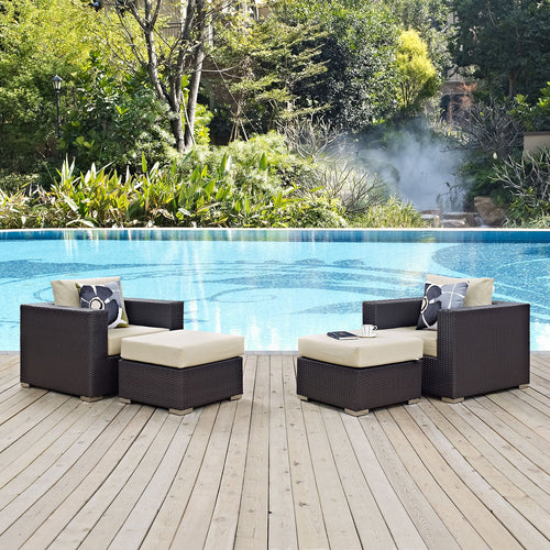 Convene 4 Piece Outdoor Patio Sectional Set Espresso Beige