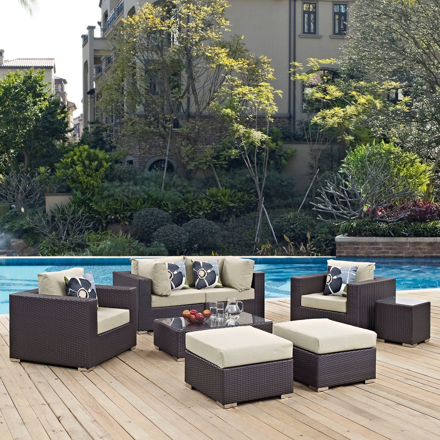 Convene 8 Piece Outdoor Patio  Espresso Beige