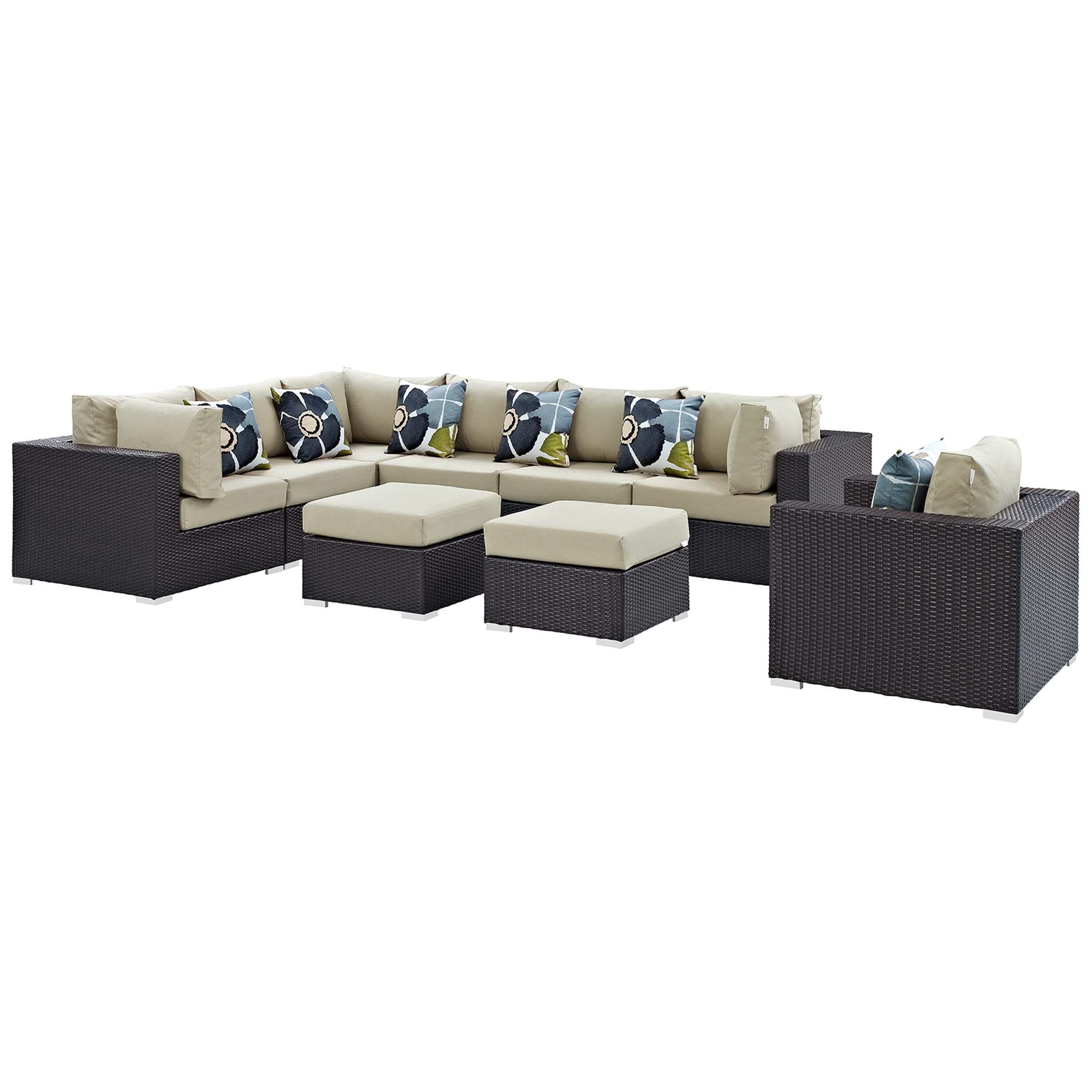 Convene 9 Piece Outdoor Patio Sectional Set