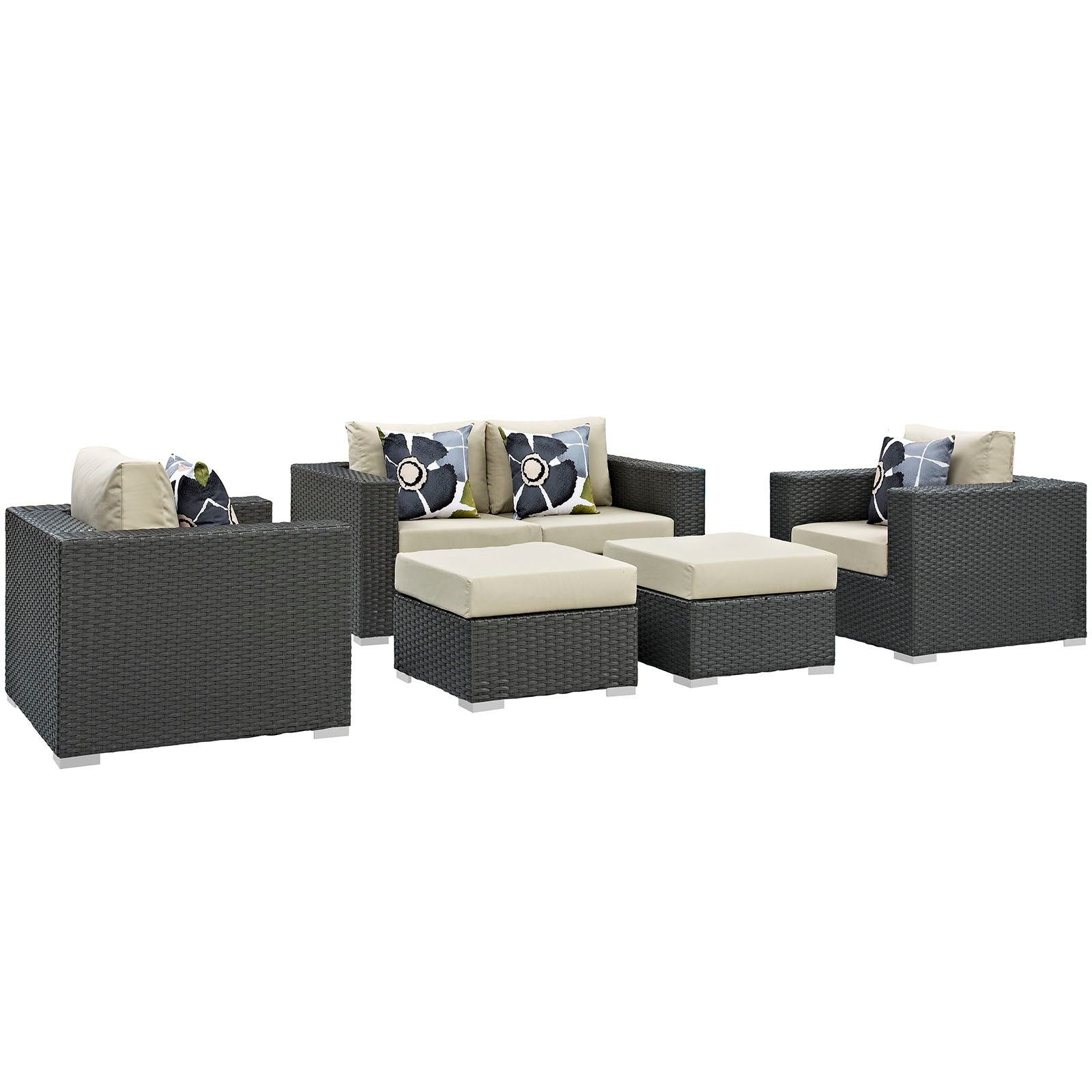 Sojourn 5 Piece Outdoor Patio Sunbrella® Sectional Set