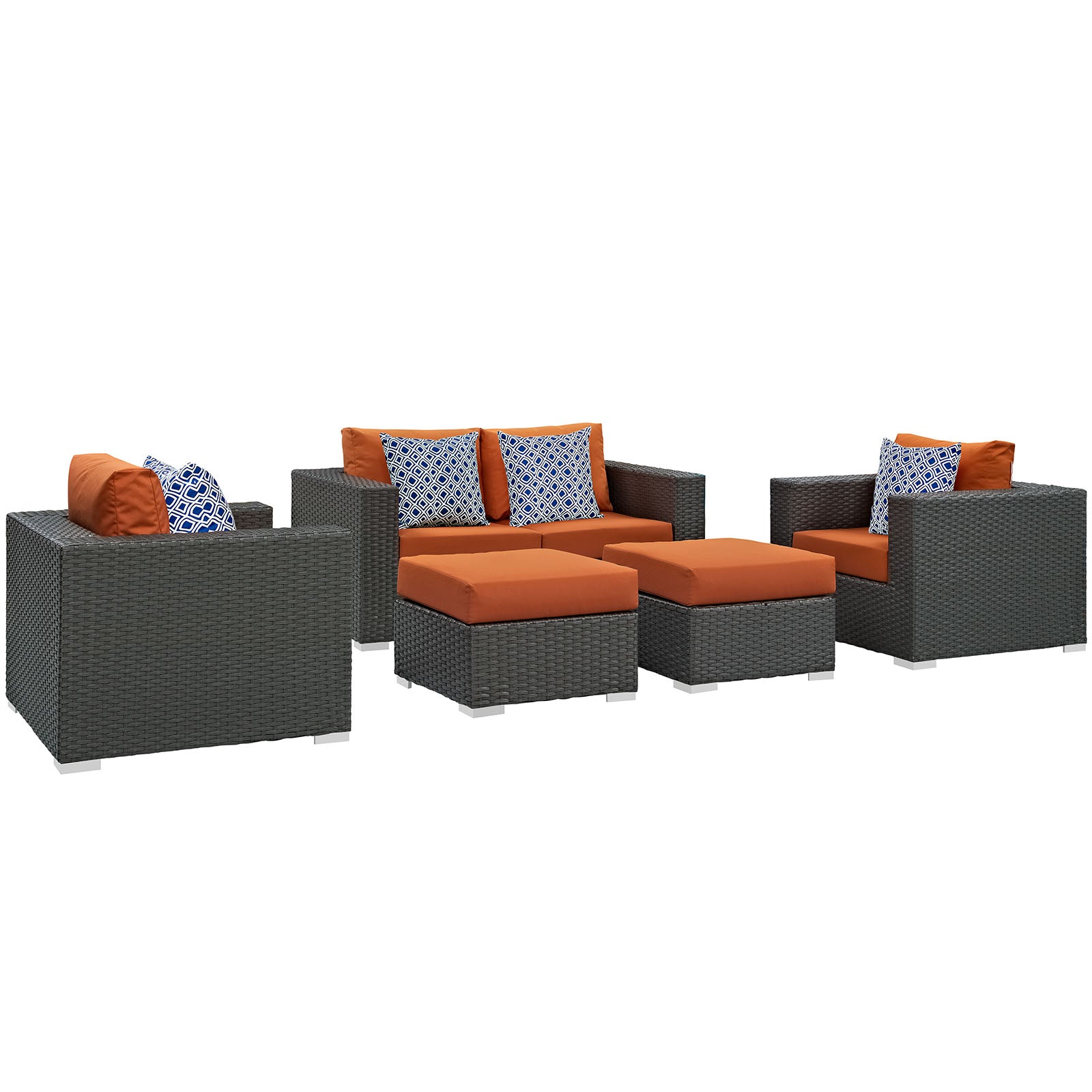 Sojourn 5 Piece Outdoor Patio Sunbrella® Sectional Set