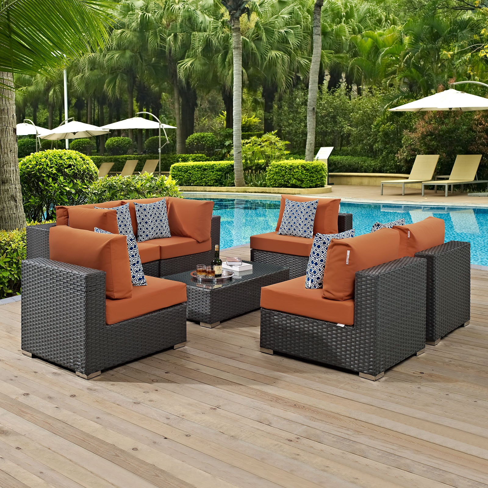 Sojourn 7 Piece Outdoor Patio Sunbrella® Sectional Set