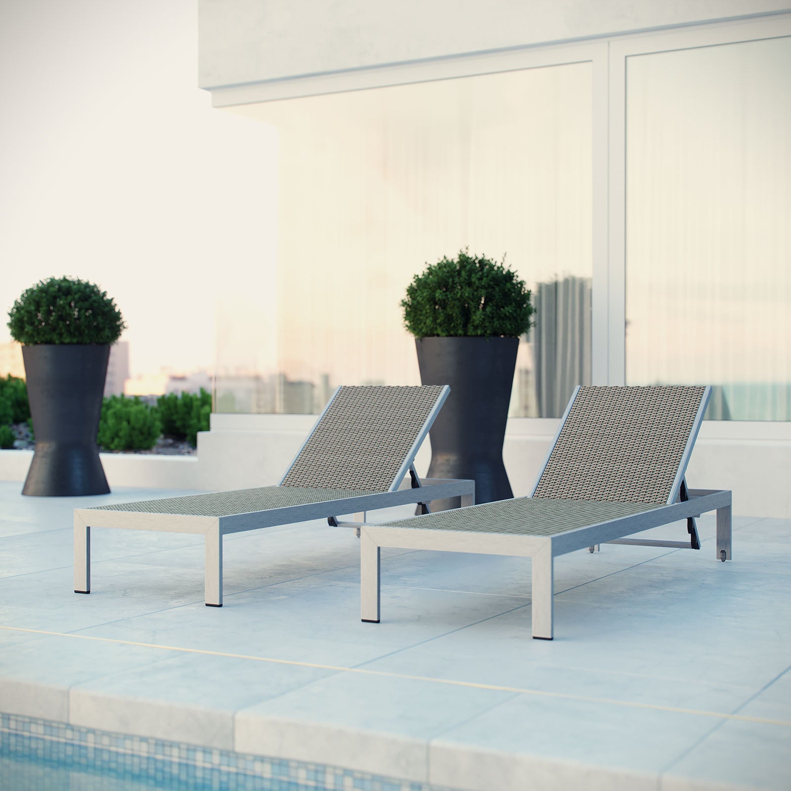 Shore Chaise Outdoor Patio Aluminum Set of 2