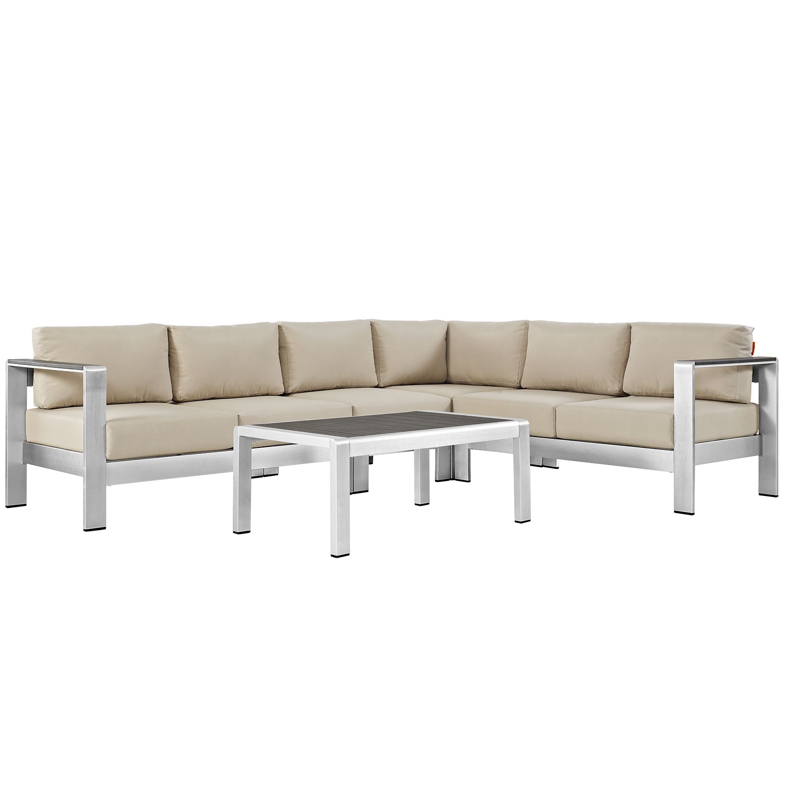 Shore 5 Piece Outdoor Patio Aluminum Sectional Sofa Set