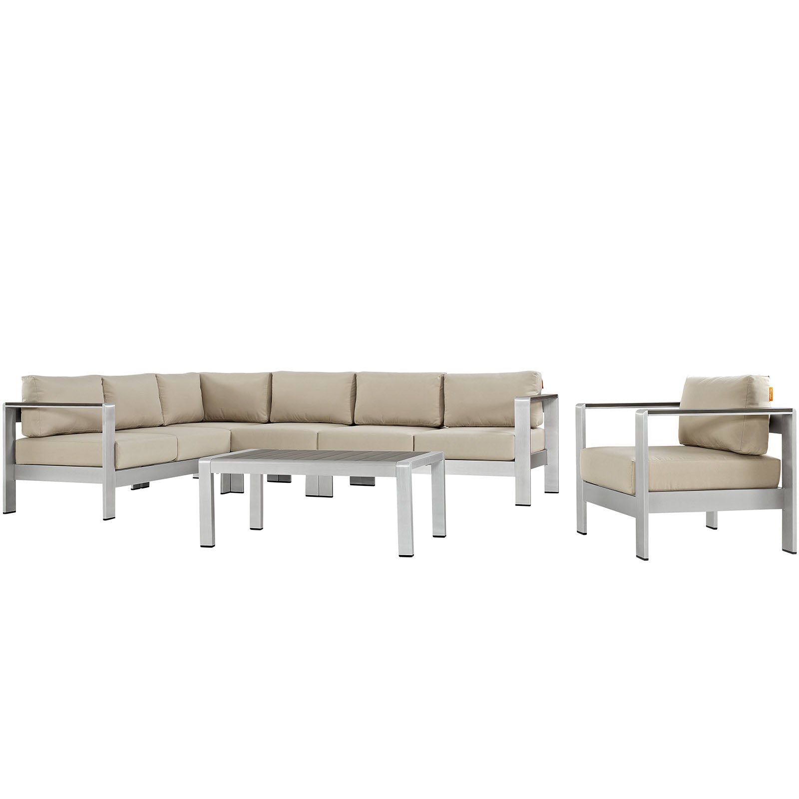 Shore 6 Piece Outdoor Patio Aluminum Sectional Sofa Set