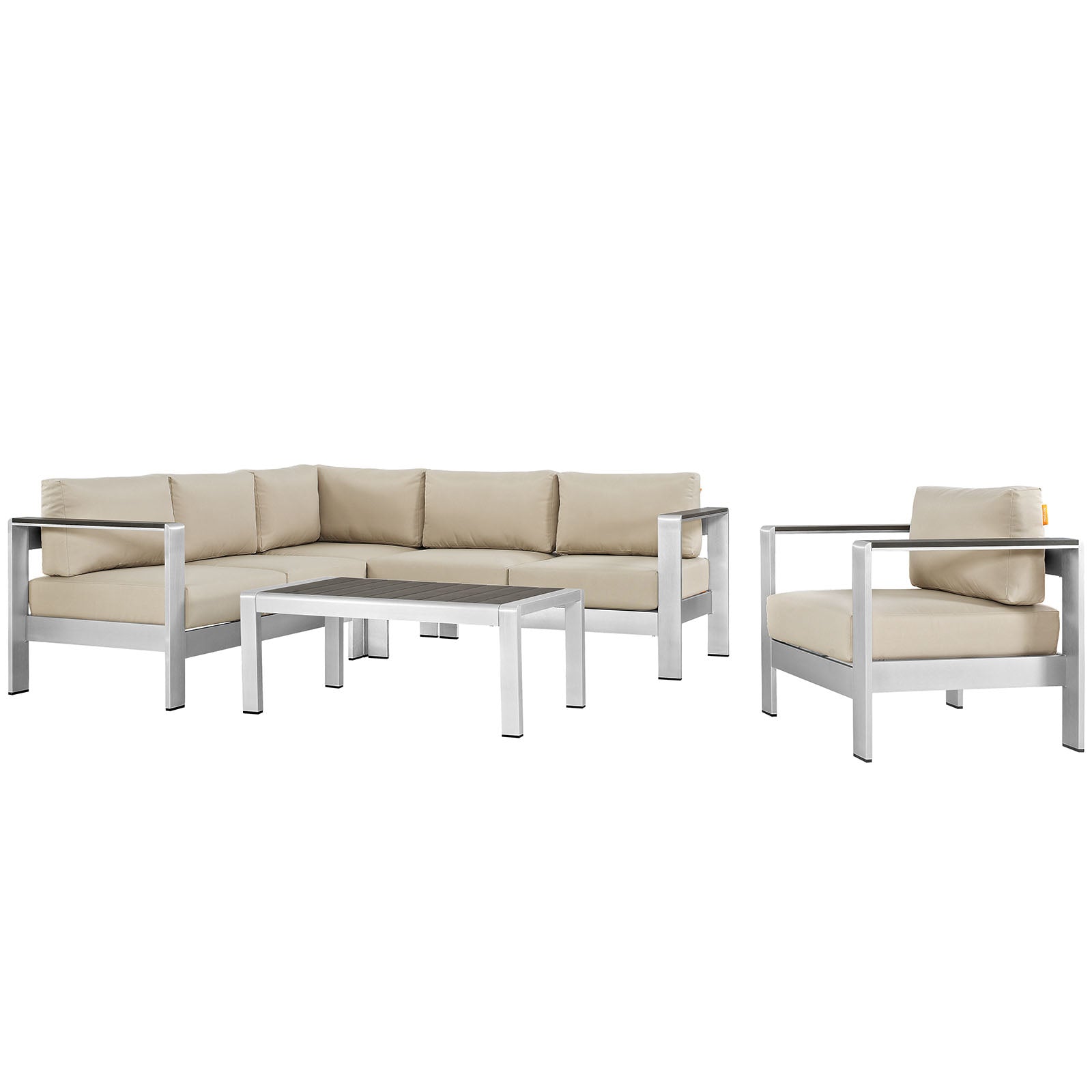 Shore 5 Piece Outdoor Patio Aluminum Sectional Sofa Set