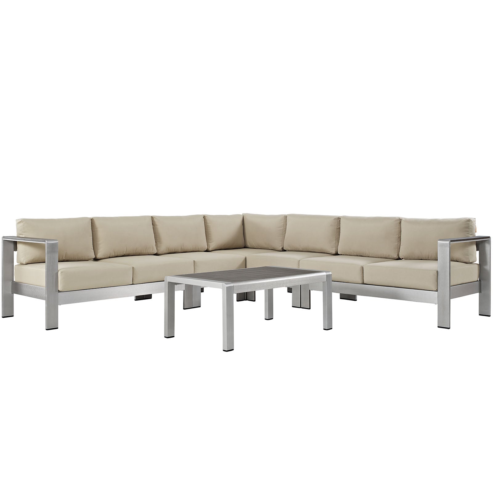 Shore 6 Piece Outdoor Patio Aluminum Sectional Sofa Set