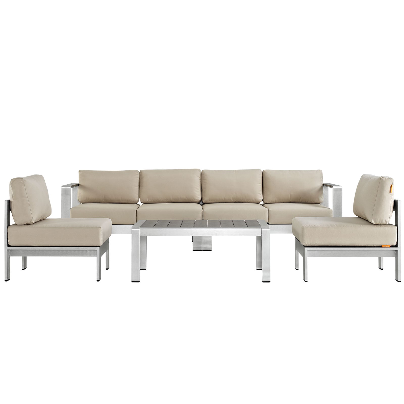 Shore 5 Piece Outdoor Patio Aluminum Sectional Sofa Set