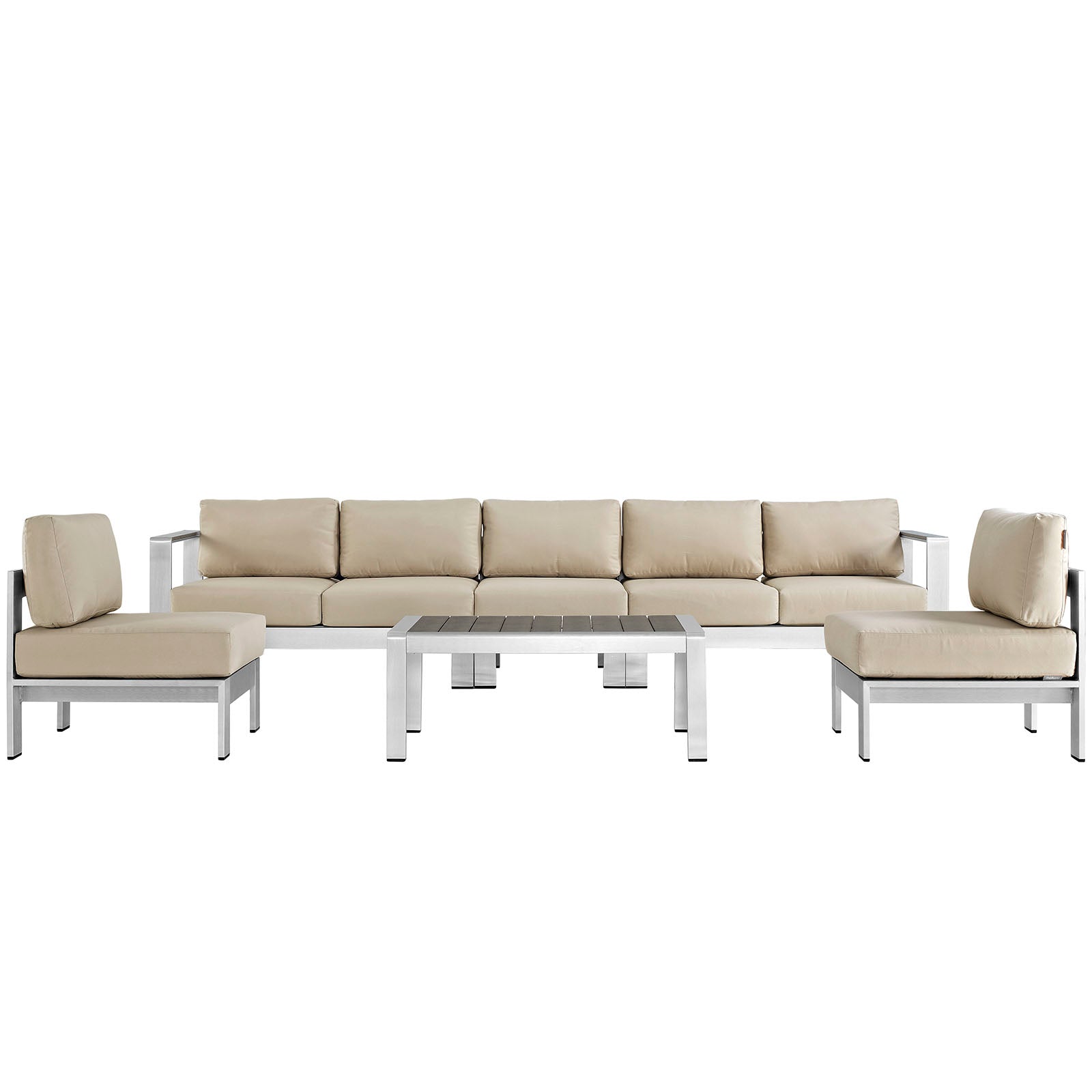 Shore 6 Piece Outdoor Patio Aluminum Sectional Sofa Set