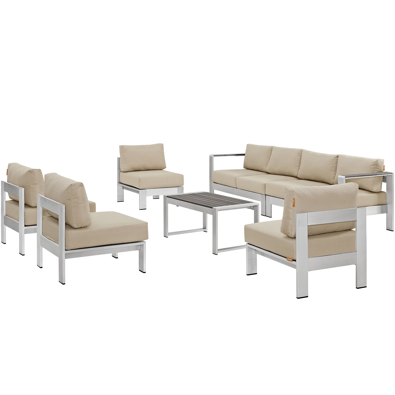 Shore 7 Piece Outdoor Patio Sectional Sofa Set