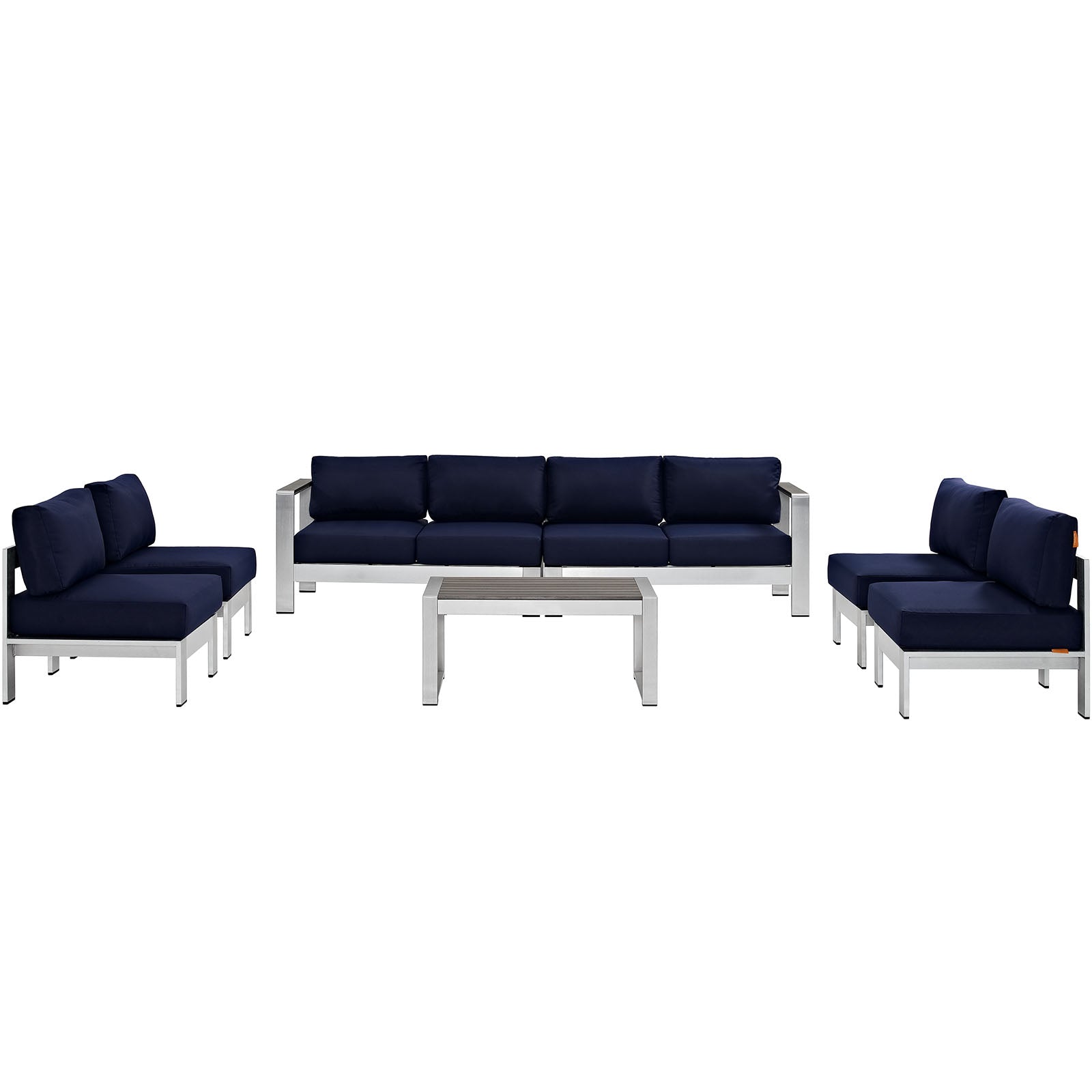 Shore 7 Piece Outdoor Patio Sectional Sofa Set