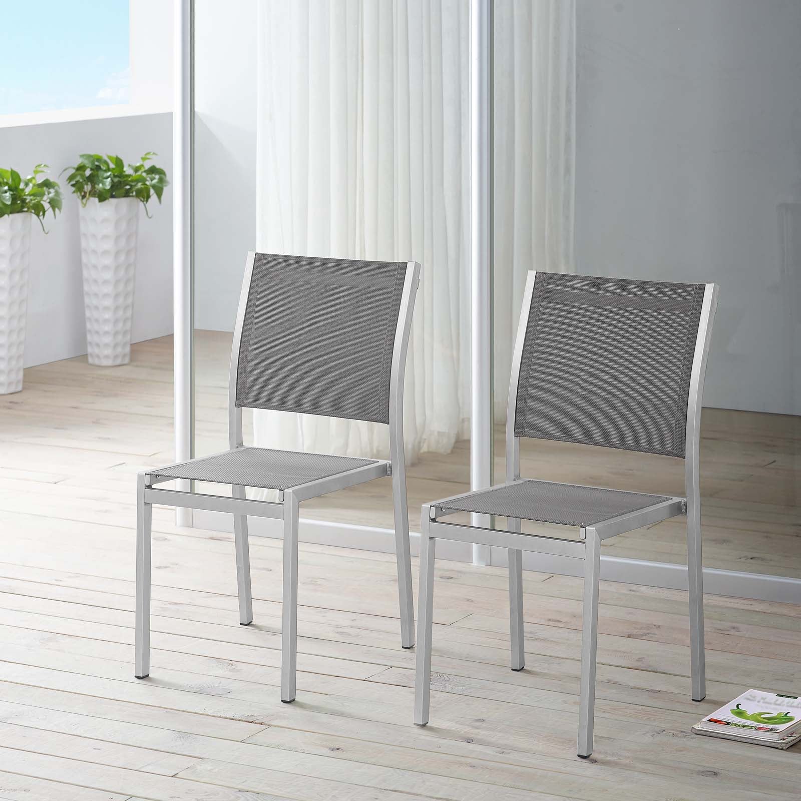 Shore Side Chair Outdoor Patio Aluminum Set of 2