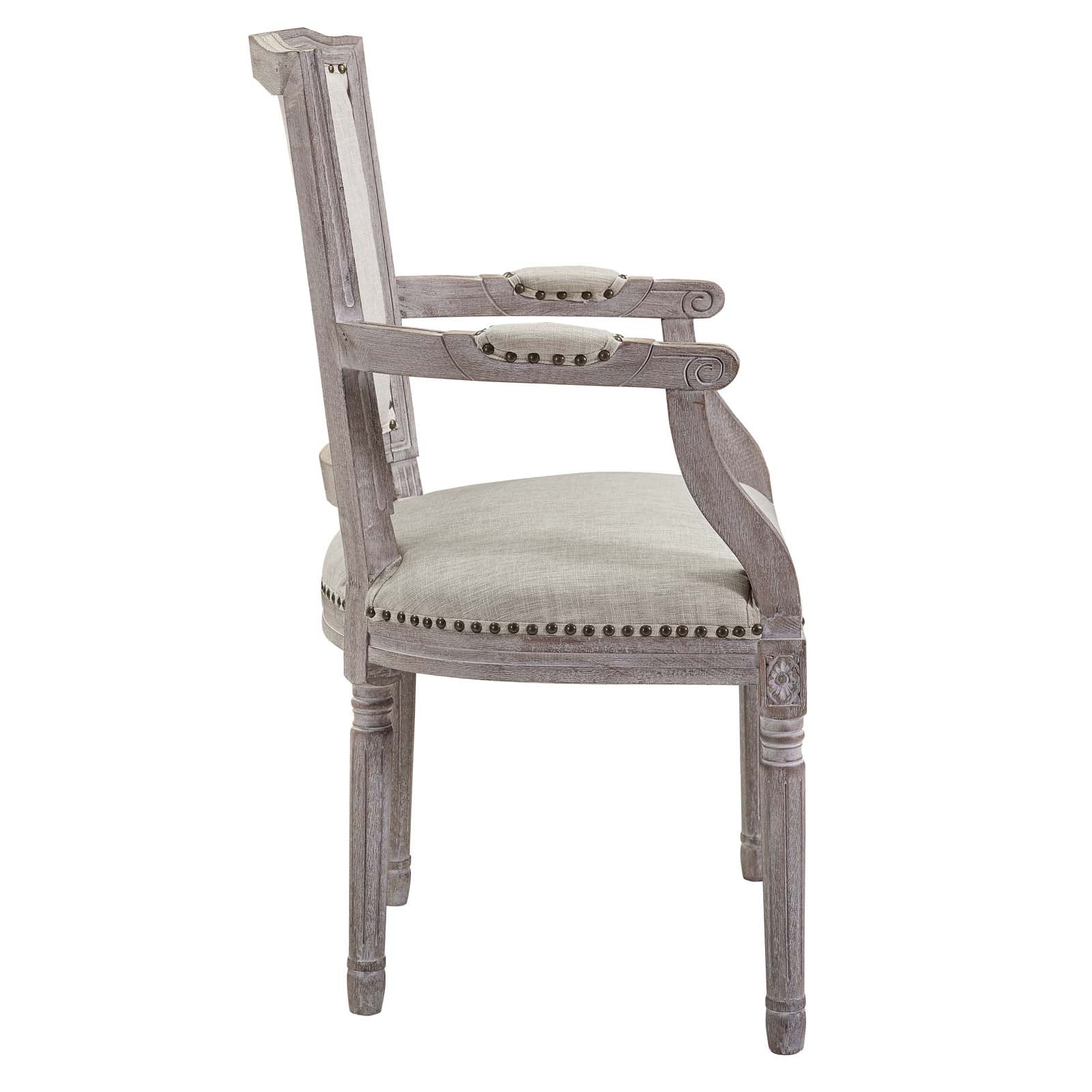 Penchant Vintage French Upholstered Fabric Dining Armchair