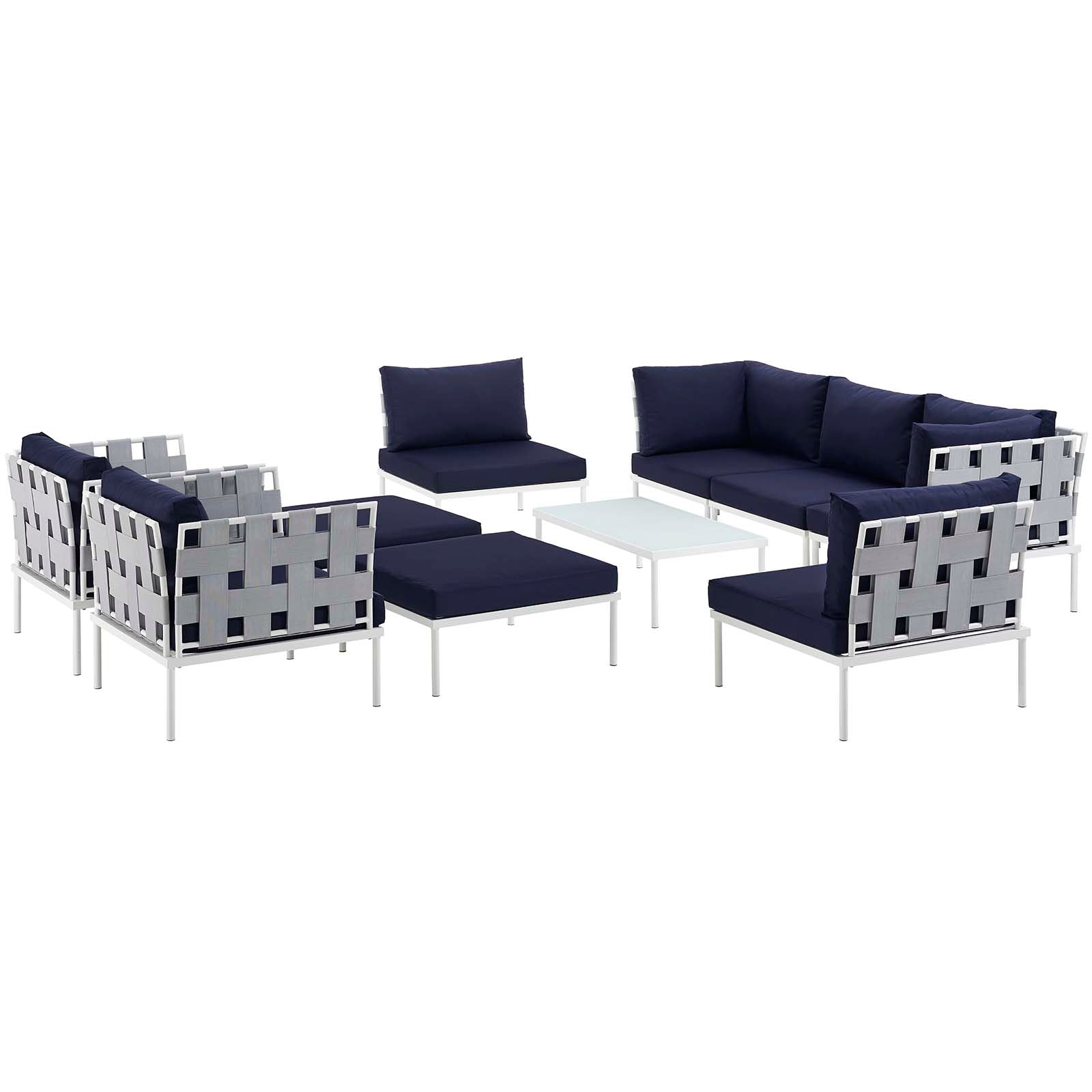 Harmony 10 Piece Outdoor Patio Aluminum Sectional Sofa Set