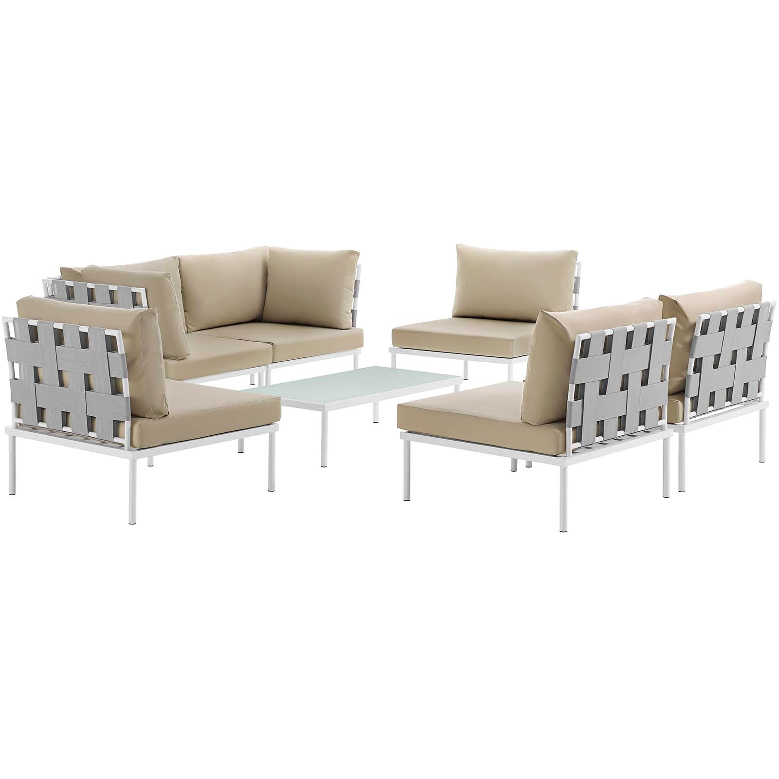 Harmony 7 Piece Outdoor Patio Aluminum Sectional Sofa Set