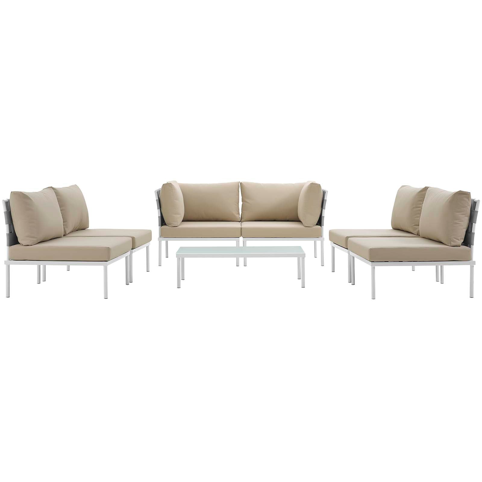 Harmony 7 Piece Outdoor Patio Aluminum Sectional Sofa Set